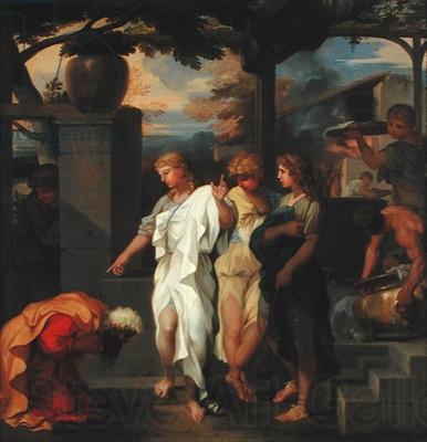 Sebastien Bourdon Abraham and three angels Norge oil painting art